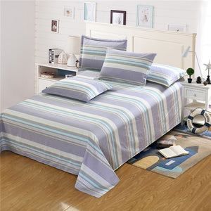 2018 New Fashion 100%Cotton Stripe Bed flat Sheet Set Gift Adult Queen King Twin full Size 3PCS sheet set pillowcase bedding