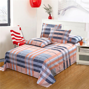 2018 New Fashion 100%Cotton Stripe Bed flat Sheet Set Gift Adult Queen King Twin full Size 3PCS sheet set pillowcase bedding